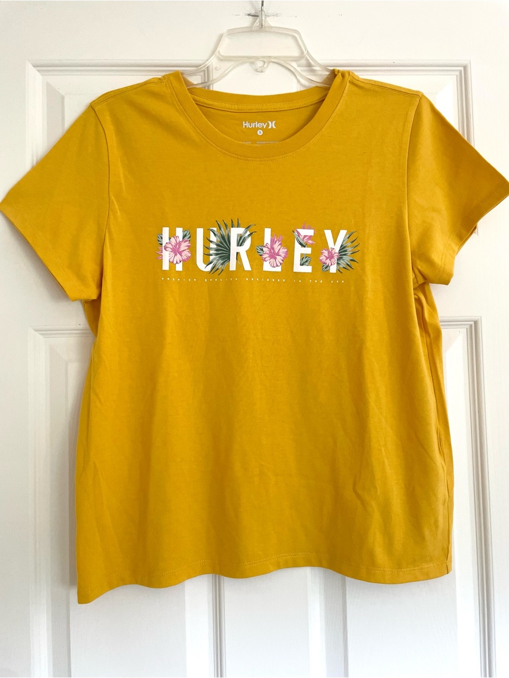 Hurley Yellow Floral Logo Tee